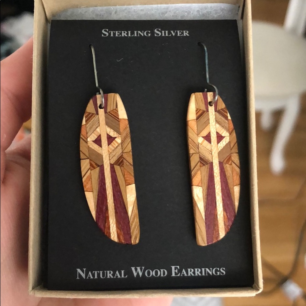 Artisan natural wood earrings